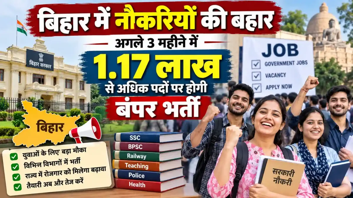बिहार में नौकरियों की बहार: अगले 3 महीने में 1.17 लाख से अधिक पदों पर होगी बंपर भर्ती