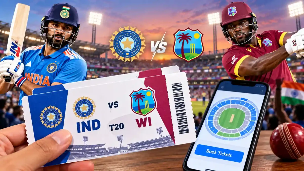 IND vs WI T20 मैच के टिकट हुए लाइव! मात्र 399 रुपये से शुरू, यहाँ से खरीदें