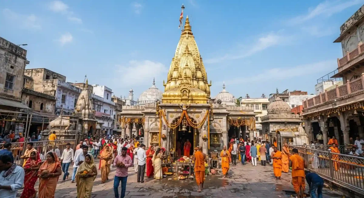 काशी विश्वनाथ मंदिर में श्रद्धालुओं की उमड़ी भीड़, दर्शन के लिए करने पड़ रहे हैं लंबे इंतजार