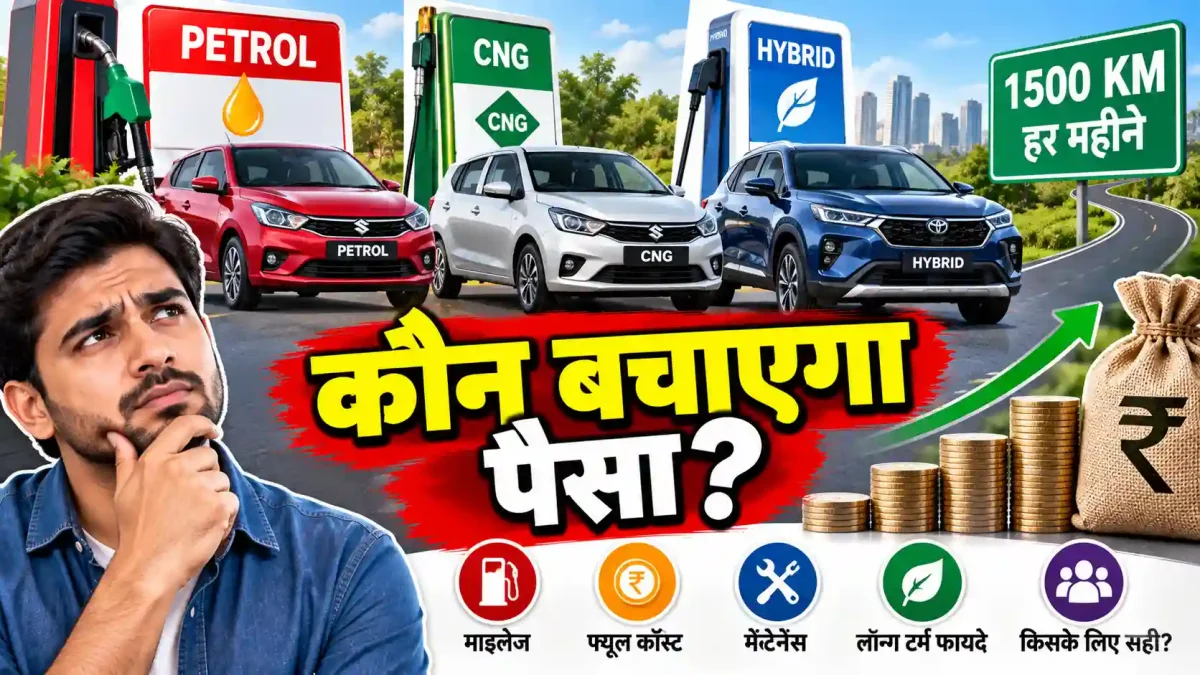 पेट्रोल, CNG या Hybrid: हर महीने 1500 किमी चलाने पर कौन देगा सबसे ज्यादा बचत?